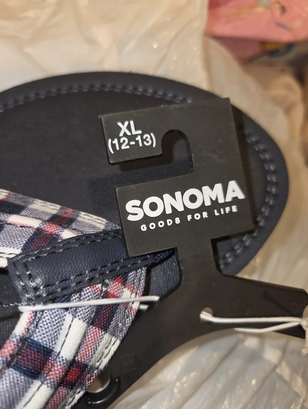 Sonoma Mens Navy Flip Flops Plaid Straps Xl 12/13